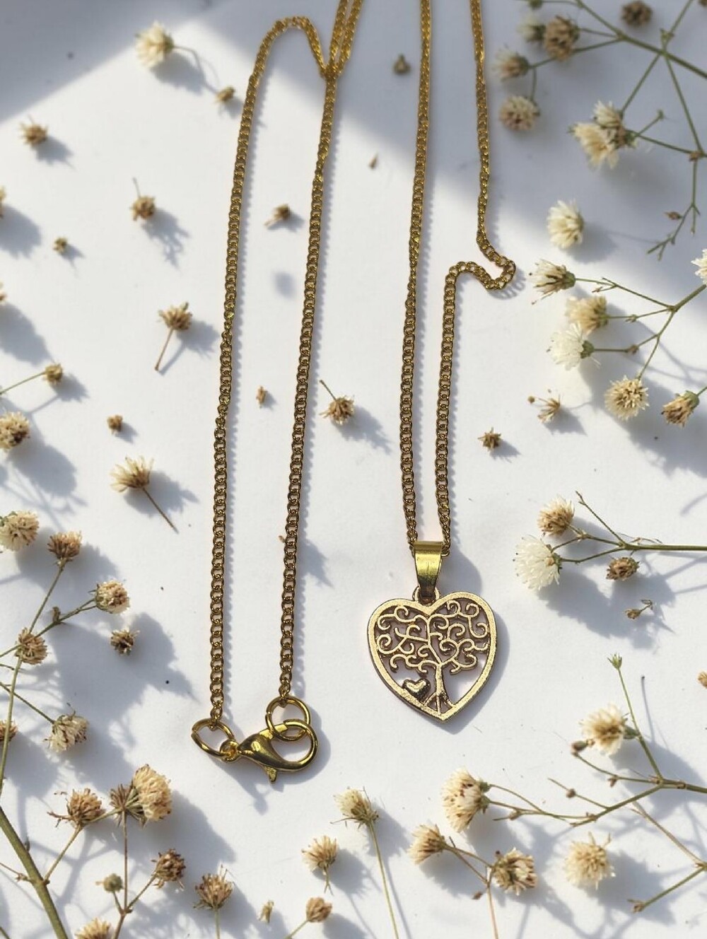 Gold Heart Filigree Pendant Necklace - 14k Gold Plated Charm And Chain